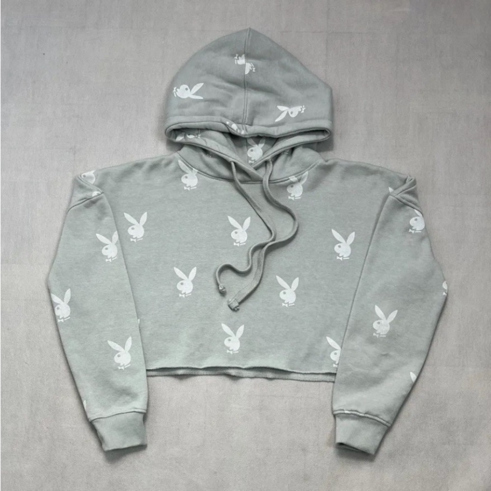 Gray & White Playboy Hoodie